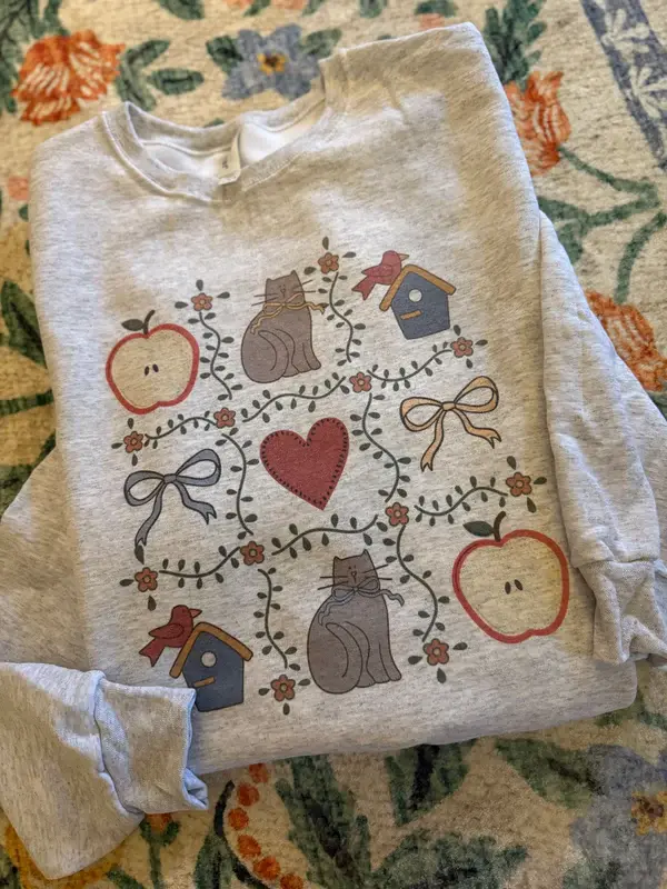 Cottage Collage Sweatshirt, Aesthetic Vintage Cottagecore Crewneck, Cozy Graphic Sweatshirt, Gift for Women & Teens
