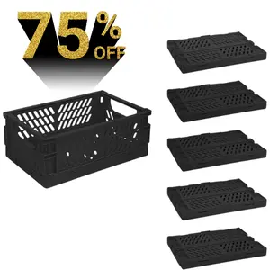6 Pack Mini Foldable Small Plastic Baskets for Organizing and Storage，Collapsible Storage Crates,Mini Bins for Home Kitchen Bedroom Bathroom Office (Black, Small 6x4x2.2)