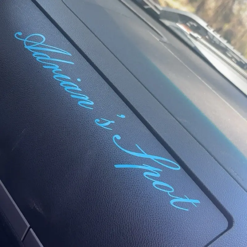 Custom name decal for dash