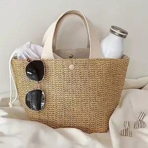 Bohemian-Style Woven Tote Bag, Handmade Woven Bag - Large Black Tote Bag, Perfect For The Beach, Camping, And Outdoor Activities, Made With Durable Fabric And Magnetic Closure, It's Ideal For Women
