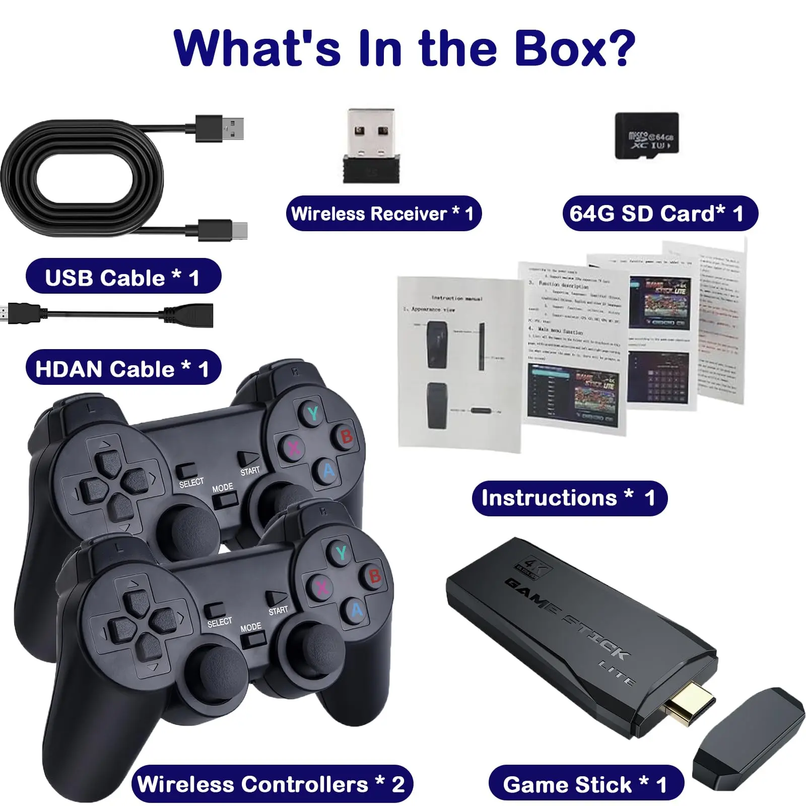 Console - Plug and Play Video Games, Retro Game Stick 4K game stick, Plug and play video game stick built with 20,000 + games, 9 classic emulators