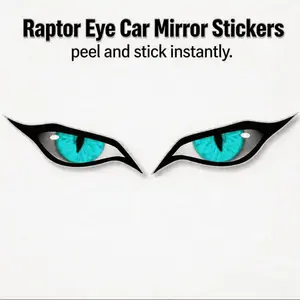 3-Pack Raptor Eye Car Mirror Stickers – Aggressive Predator Decals for Trucks SUVs JDM Cars| Waterproof Vinyl Peel and Stick Exterior Accessories, Red/Bule/Green