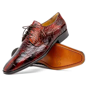 Marco Di Milano Fitipaldi in Rustic Cognac Alligator Derby Dress Shoes