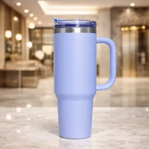 1 pc 40oz Solid Color Stainless Steel Tumbler with Handle, Lid and Straw. Made of 304 stainless steel. Keeps hot 12h cold 24h. gift, Great for work, travel, kitchen, gym, or car. Coffee Mug, Vacuum, Vacuum Insulated Tumbler, Quencher Tumbler