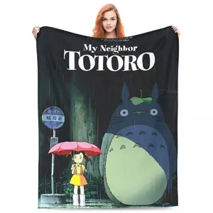 Totoro Plush Blanket Adorable Kawaii Aesthetic Premium Coral Fleece Ultra Soft Fabric Your Charming Nap Companion Multi Scene Home Couch Bed Use Machine Washable Easy Care Cozy Gift For Ghibli Fans