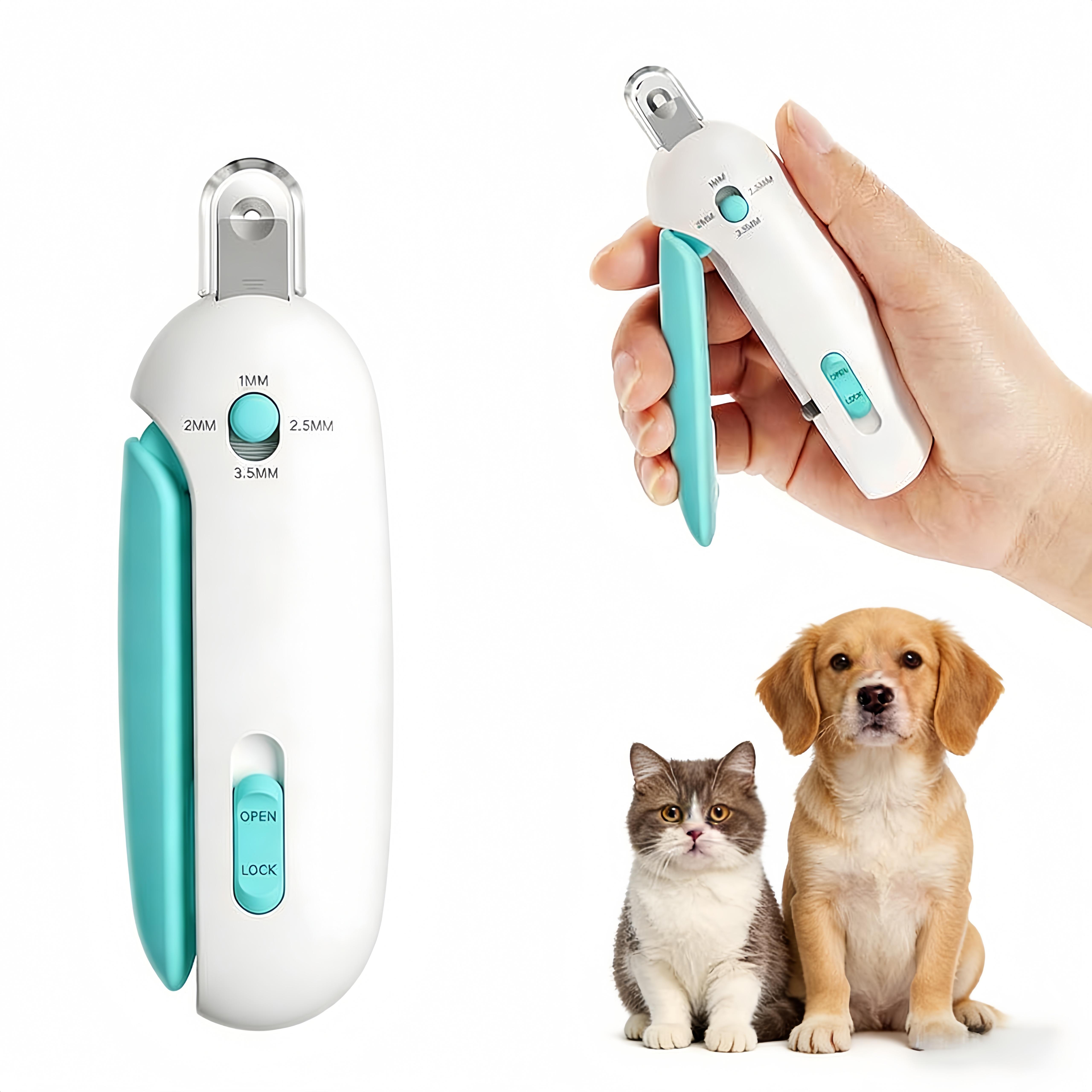Cat Nail Clipper with 4-Size Adjustable Trimming Hole & Hidden Nail File | Safe Toenail Trimmer for Kittens & Puppies | Anti-Splash Claw Cutter for Pet Grooming