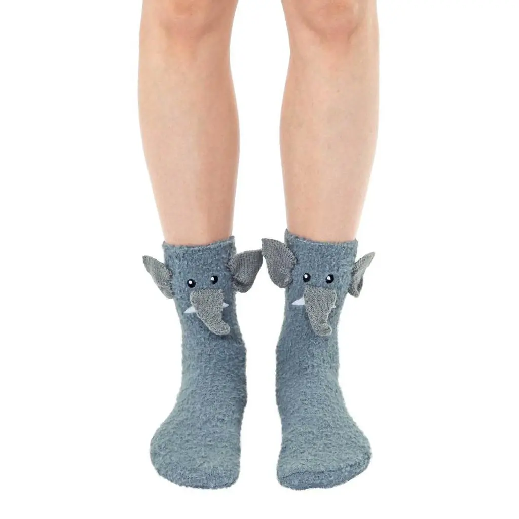 Elephant Crew Slipper Socks Soft and Fuzzy Women's