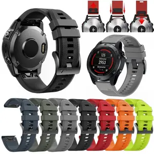 20mm/22mm/26mm Quick Fit Release Rubber Watch Strap For Garmin Fenix 8 5S 7X 6 Pro 6 Forerunner Comfortable Sport Silicone Strap Bracelet Replacement Watchband Smartwatch Accessories Luxury Wristband