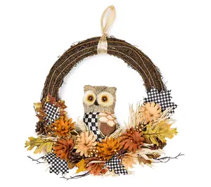 MacKenzie- Childs 16" Floral Owl Wreath