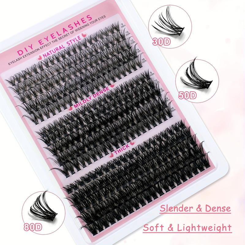 Natural Drifting Eyelash Clusters, Anime Style Lashes, Pointed Individual Extensions, C Curl Single Root, 8-16mm Bottom Cluster, DIY Home Use
