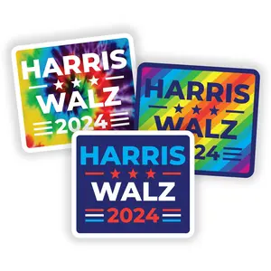 Harris Walz 2024, Bumper Sticker Decal, Sticker Size 2"x2", 3"x3", 4"x4", 5"x5", and 6"x6"