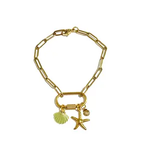 Gold Seashell Charm Bracelet Jewelry