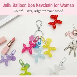 8pcs Jelly Balloon Dog Design Keychain for Women, Cute Girls Key Chain, Bag Charms Accessories for Car Purse Backpack