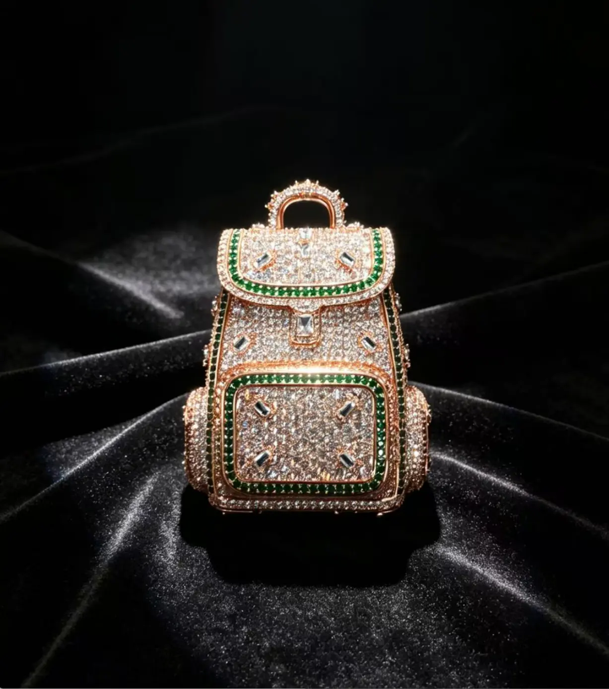 M2-2427  Backpack Shaped Iced Pendant, Next Level Hip-Hop Bling, Unique Streetwear Jewelry, Stand Out from the Crowd, Ideal Gift for Rapper, Biker & Trendsetter summerwins