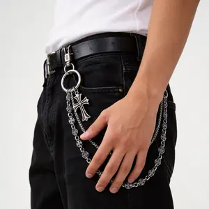 Men's Premium Cross Hip Hop Pants Chain - Fashion Clothes Accessory Belt for Modern Guys Seeking Bold, Authentic Streetwear Style