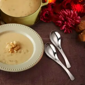 Thick Heavy-weight Soup Spoons, High Grade Stainless Steel Soup Spoons, Table Spoons, Soup Spoons, Classic and Concise Design, Dishwasher Safe Cleaning, Teacher, Christmas, Halloween, Autumn Harvest, Thanksgiving, Wedding