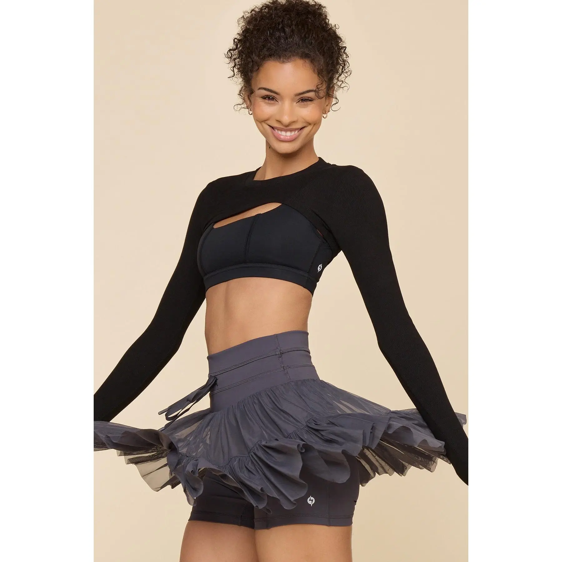 POPFLEX Women's Pirouette Skort - Smoky Grey, Gym Skirt, Great for Court, Studio, Errands