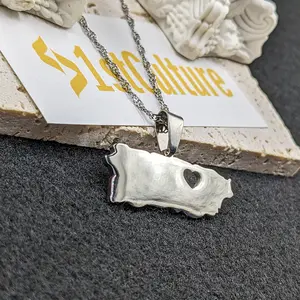 Puerto Rico Flag Necklace / Map Gold Plated For Men And Women