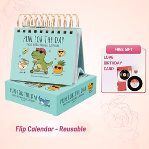 [Gifts] Daily Flip Calendar, Perpetual Desk Calendar, Reusable, Office Decor, Inspirational Gift, with Reusable Design, 100GSM Pages, & Metal Spiral Binding
