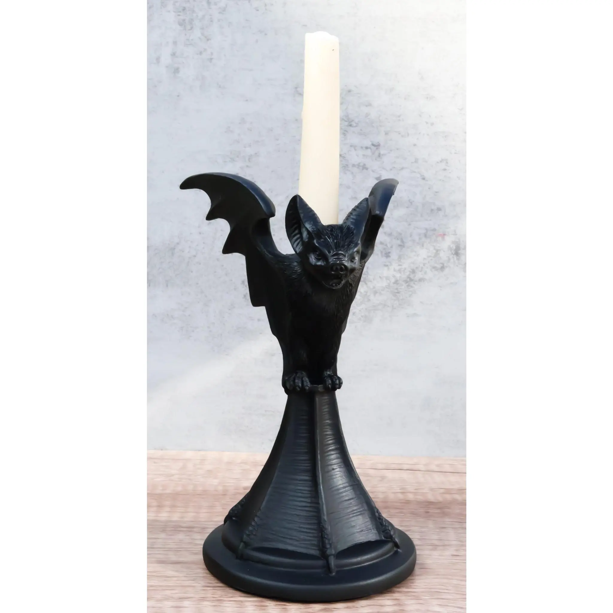 Wicca Gothic Black Gargoyle Vampire Bat Vespertilio Candlestick Holder Figurine