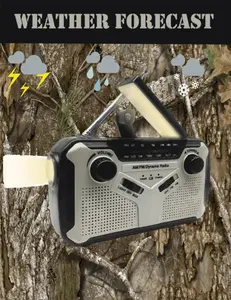 Readybeamradio Multifunction Radio Hand Crank Solar USB FM AM Weather Radios Emergency Flashlight Power Bank High Volume Radio with SOS Alarm & 1W LED Light