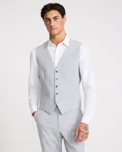 Express Slim Light Gray Washable Modern Tech Suit Vest