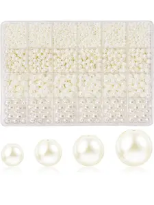 1 Box 1730pcs/1200pcs/890pcs Faux Pearl Jewelry Making Set, Minimalist 4-12mm, DIY Beads, DIY Bracelet & Necklace Kit, Perfect for Crafts and Decor