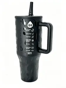 Black Leopard Print 40oz HydroJug Tumbler | Viral TikTok Insulated Cup with Handle & Straw, 24H Cold