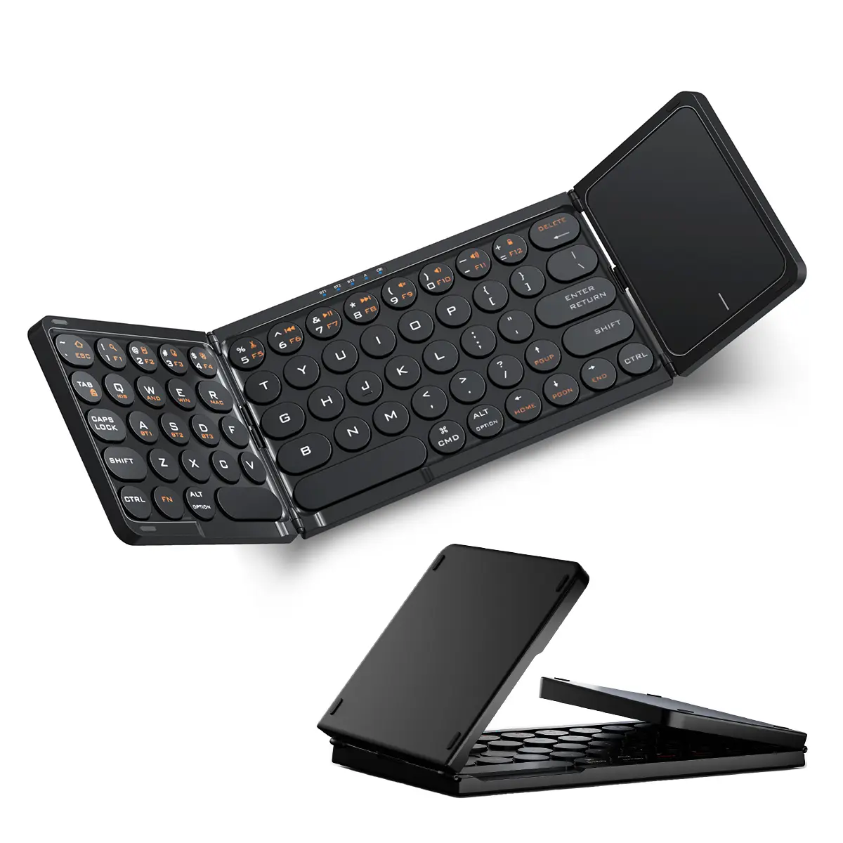Ultra-Thin Foldable Mini Wireless Computer Keyboard with Built-in Sensitive Touchpad, PU Leather, USB-C - Portable for Tablet, Laptop, Phone - Home, Office Use | US Local Fast Shipping, Free Mouse Included