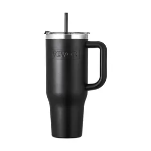 【fathersdaygift】40 oz Insulated Water Bottle Stainless Steel Coffee Cup Handheld Black