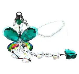Car Charms Rear View Mirror Accessories,Crystals Ornaments Chandelier Crystals Hanging Prisms Fengshui Suncatcher Rainbow Pendant Maker Car Charm (Green)