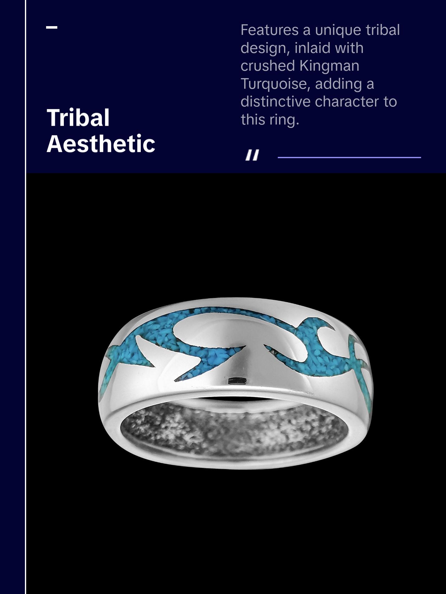 Flame Ring • 925 Sterling Silver • Tribal Design • Fire with Turquoise Accents