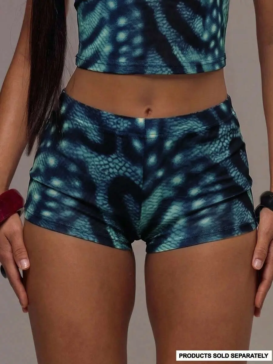 TNK x [FS] MUSERA Low Rise Fitted Micro Mini Printed Shorts Cool Girl, , Going Out, Sexy, Crimson Elegant Party Valentines Day Spring Summer Vacation Holiday Festival