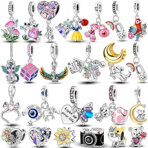 2025 Newest Charms Bead 925 Sterling Silver Lovely Cat Moon Eternal Love Heart Dangle Fit Original Bangle Bracelets DIY Jewelry