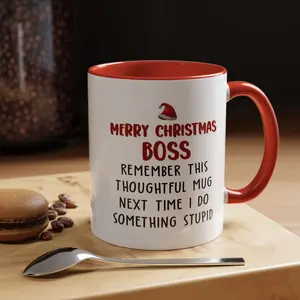 Merry Christmas Boss 110z/15oz Ceramic Coffee Mug, Funny Office Holiday Gift, Thoughtful Employee Present, Appreciation Gift for Boss, Manager, or Mentor, Boss Lady - cms10517