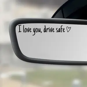Car Rearview Mirror Stickers, 2 Counts I Love You Drive Safe Vinyl Decals for Car, Universal Car Interior Accessories, Sticker for cars