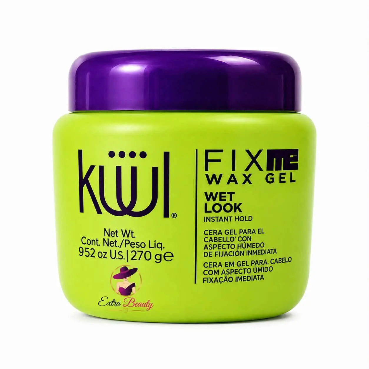 KUUL Color System Fix Me Wax Gel - 9.52oz Unisex Strong Hold Coconut-Infused Haircare Cream, Wet Look Gel Texture, Detangles, Controls Frizz, Defines Natural Bouncy Curls for Youth, Curly Hair, Natural Curls