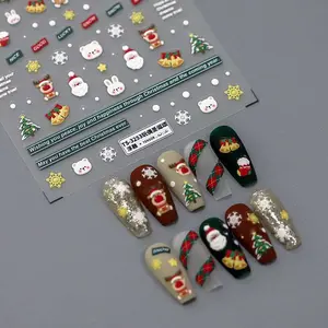 Animal Christmas Nail Stickers, Holiday Designs Nail Art Decals (398)