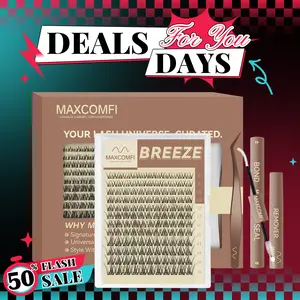 MaxComfi BREEZE DIY Eyelash Extensions Set - Ad-Exclusive Breeze Ghost Lashes Vibe, Waterproof, Super Soft, Thin Band, Long-Lasting Natural Volume, Beginner-Friendly Makeup Cosmetic for Daily Flawless Look, Summervibes, Eyelashes Extensions,