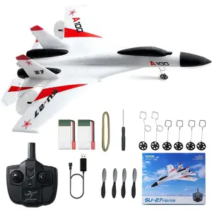 VEVOR RC Plane, 2.4GHZ 4 Channel RC Airplane with 6-Axis Gyro Stabilizer&2 Batteries, Ready to Fly SU-27 Fighter Aircraft Plane Toy for Adults Kids Beginners Boys Birthday/Xmas Child Gift