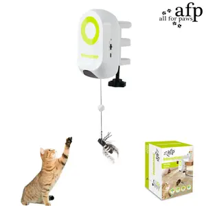 All For Paws Yoyo Bug Interactive Cat Toy White Motion Activated & Always On Modes USB Charged Plastic Teaser for Indoor Cats