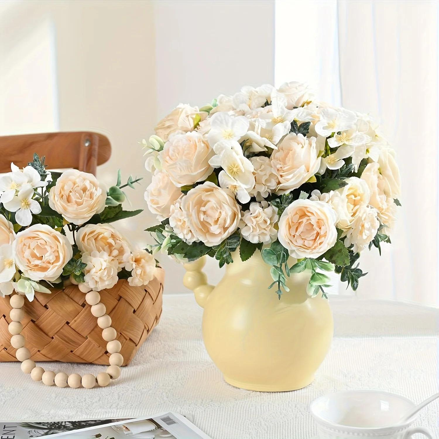 12 Packs Artificial Peonies Flowers Faux Peonies Spring Bouquet for Centerpiece, Table, Wedding, Party Home Decoration