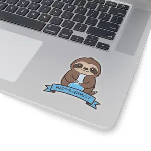 Sloth Chemist Kiss-Cut Stickers - Cute Science Flask Design, Master Chemist Sloth, Chemistry Enthusiast Gift, Science Student Sticker,
