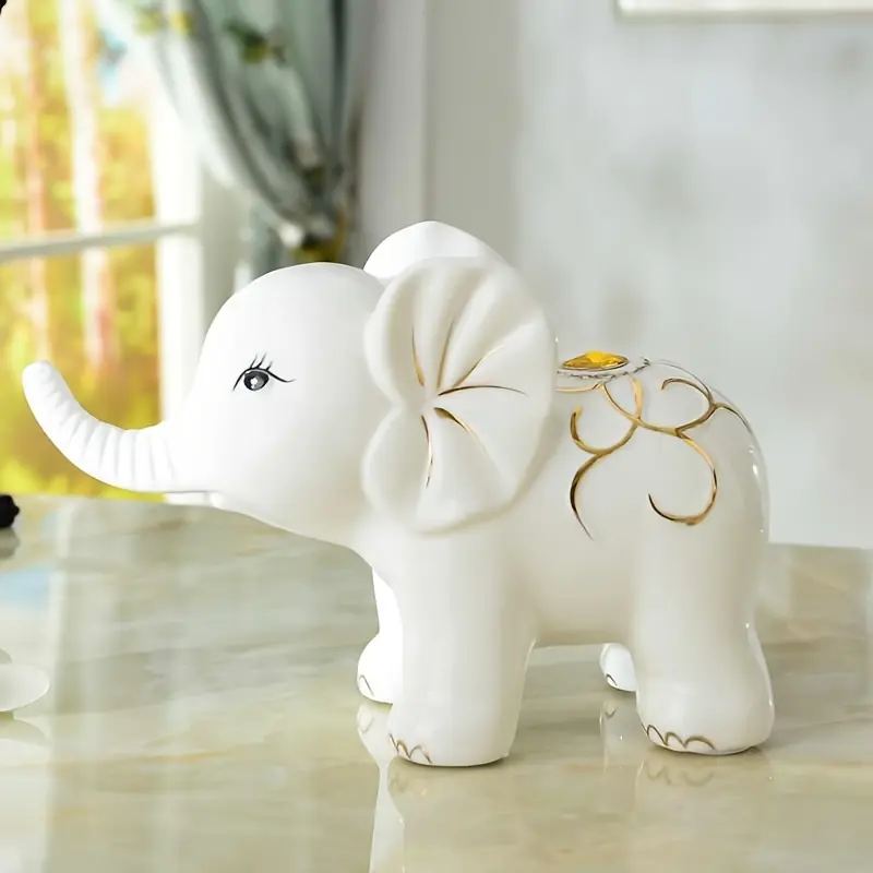 2pcs/set of ceramic elephant dining table decoration, desktop home decoration, ceramic object animal handicraft decoration. Elephant statue, used for home decoration, living room, bookshelf, TV cabinet, foyer, fireplace coffee table decorat fake  flowers