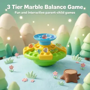 3-Layer Marbles Stacking Balance Game, 1-4 Players Competitive Family Party Fun, Educational STEM Physics Toy With Glass Marbles & Storage Base, Fidget Stress Relief Sensory Toy For Kids & Adults