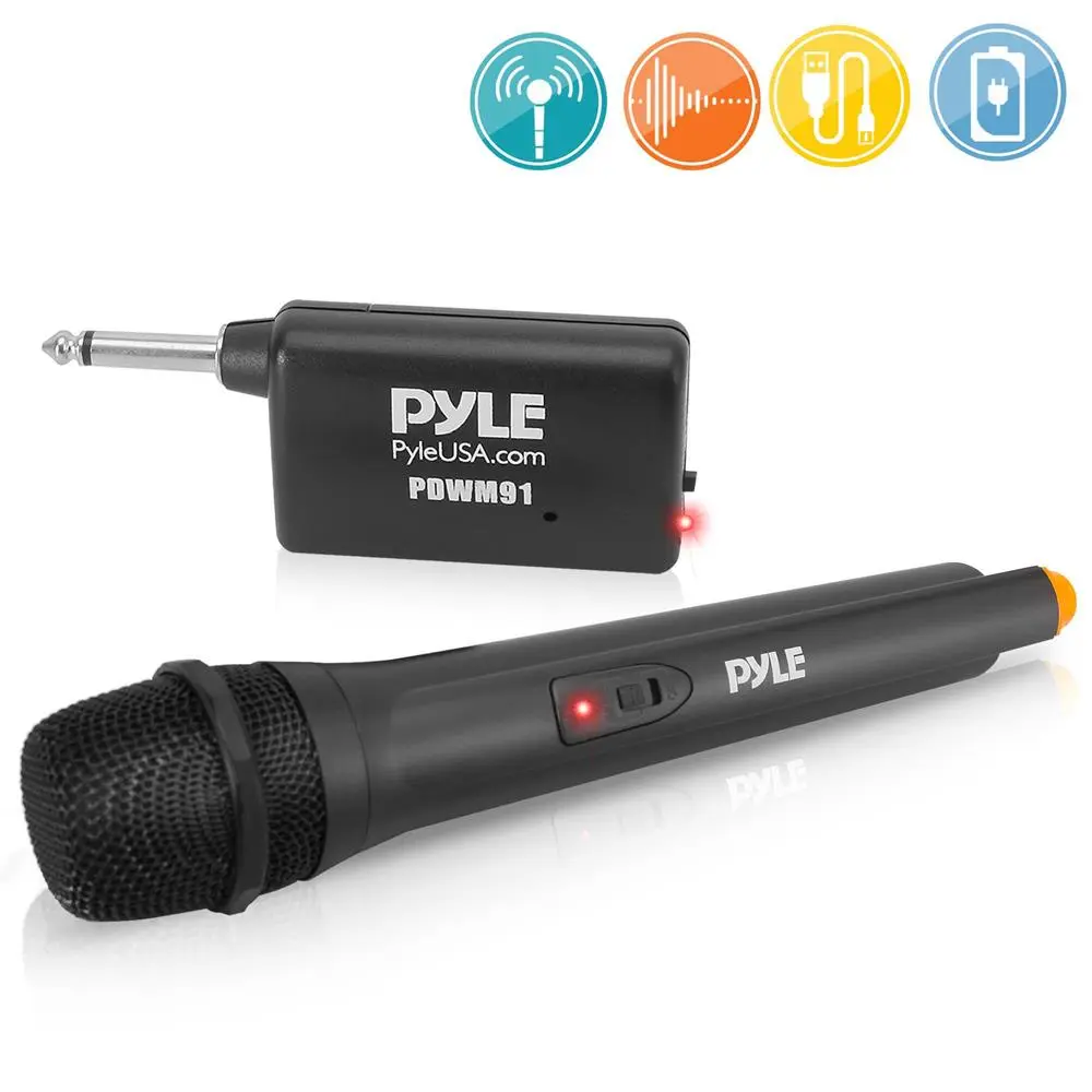 Portable Cordless Dynamic Microphone System - Crisp Audio, Battery-Operated, Noise Reduction, 1/4" Jack, Adapter Plug, FM Modulation, Receiver, Connector Included, Durable, Ideal for Business Use, 2x AA Batteries Compatible, Abs, Classroom
