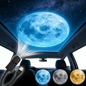 3 Interchangeable Pattern LED Planet Projector Lights, Portable LED Planet Moon Projector Light, USB LED Projector Light (360° Rotatable), Suitable for Bedroom, Living Room, Car Ceiling LED Night Light - Creative Decoration And Gifts