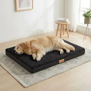 Orthopedic Dog Bed Large Sized Dog 36''X24'',Soft Waterproof Egg Crate Foam Medium Pet Crate Beds Mat with Removable Washable Cover and Non-Slip Bottom, Black