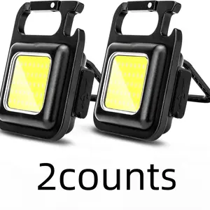 2pcs Mini Keychain Light COB High Brightness Portable Backpack Lamp Magnetic Flashlight Car Repair Lighting Key Ring USB Work Light High Lumen Portable Led Flashlight
