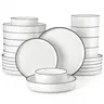 MALACASA Modern Porcelain Dinnerware Set, 12/16/18/24 Pieces White Dish Set for 4/6, Chip and Scratch Resistant Dishware Sets Kitchen Dishes Dining Ware Set, Series LEAH modern design Sunmer Holiday,Dealsforyourdays